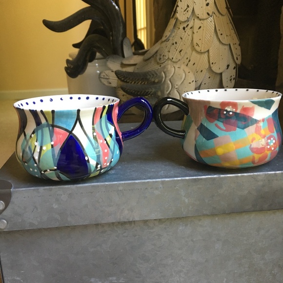 Anthropologie “Kinetic Stencil” Cups (Set of 2) - Picture 2 of 5